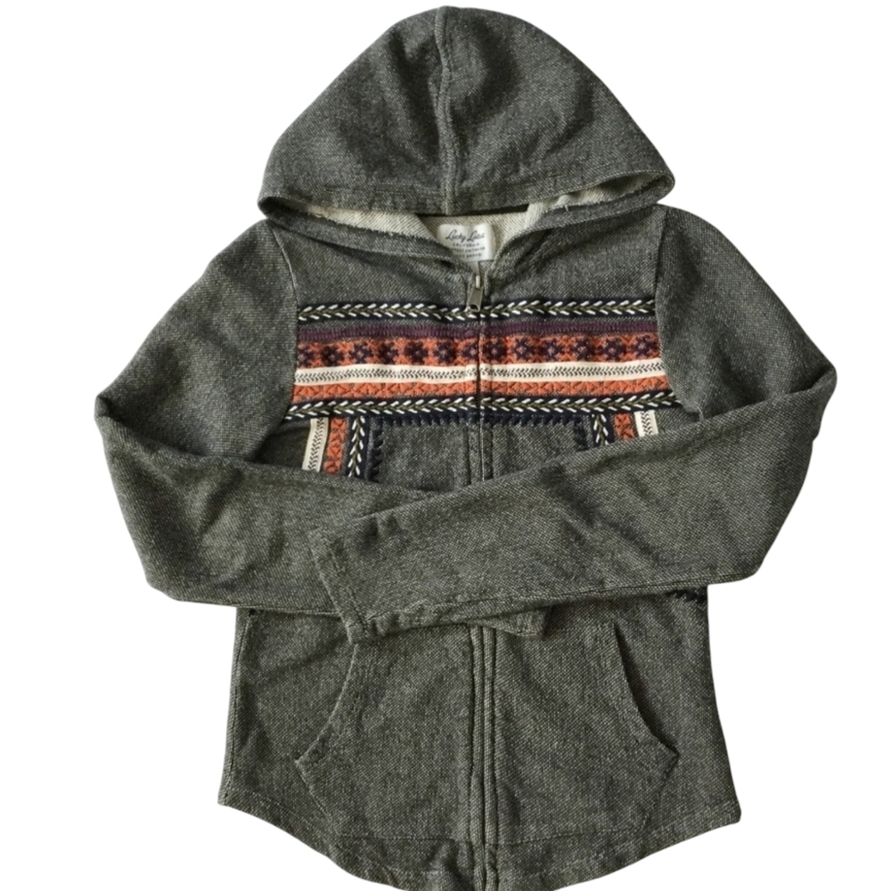 Lucky Brand Lucky Lotus Zip Up Hoodie Sz XS